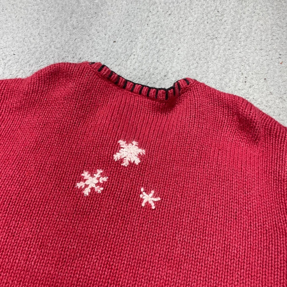 Croft & Barrow Sweater Womens Medium Red Snowman Christmas Cardigan Holiday - Picture 5 of 9